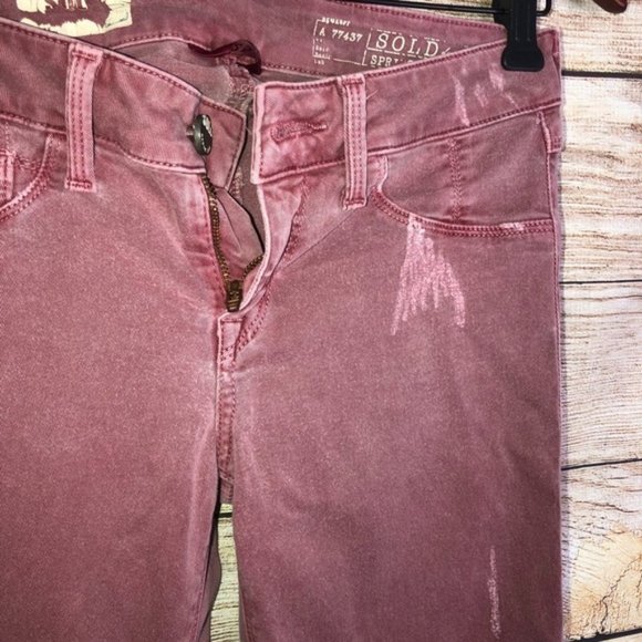 Design Lab Burgundy distressed denim jeans 25 - Picture 3 of 7